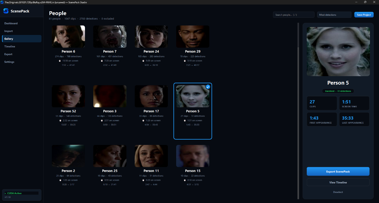AI-grouped character gallery